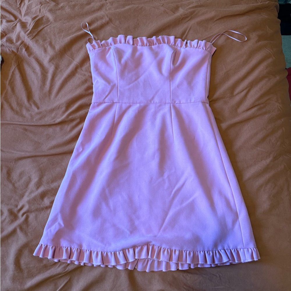 French Connection strapless pink ruffled mini dress size 4
